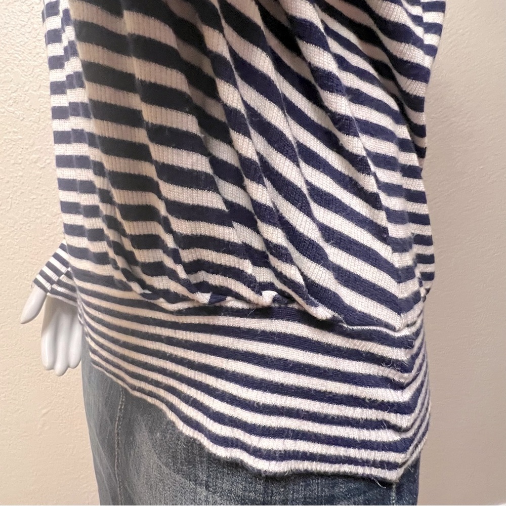 Bordeaux Blue White Striped Long Sleeve Scoop Neck Sweater - Picture 8 of 12